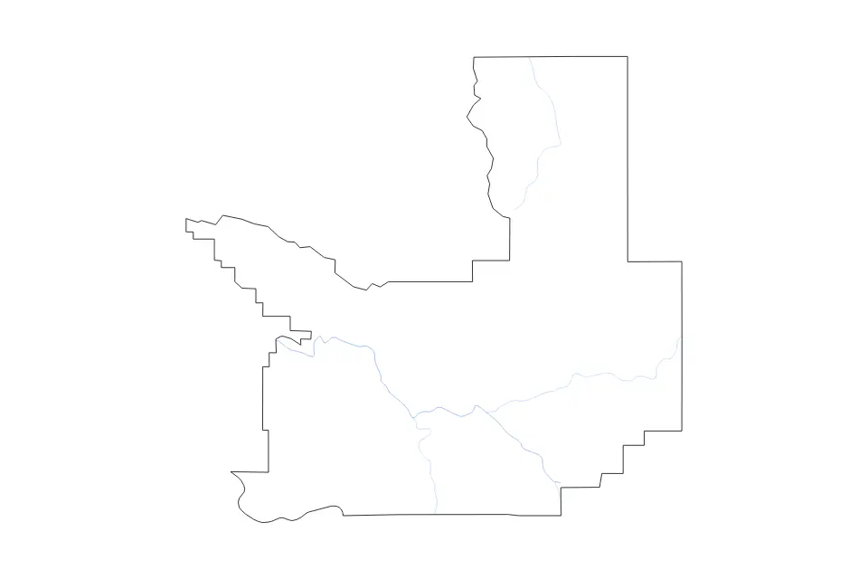 Mapa de Missoula, Montana de tipo contorno y ríos para América del Norte, con contorno y ríos con límites limpios.
