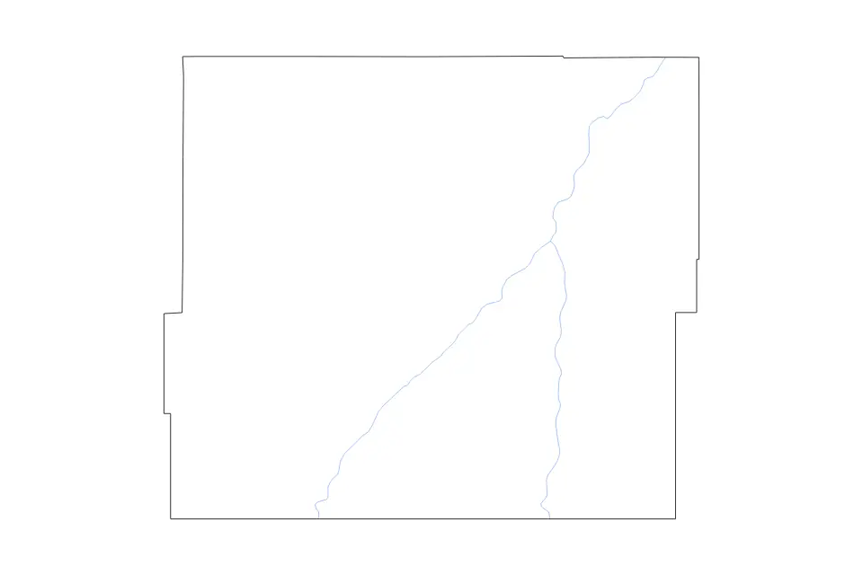 Carte de Powder River, Montana de type contour et rivières pour Amérique du Nord, montrant contour et rivières avec des limites nettes.