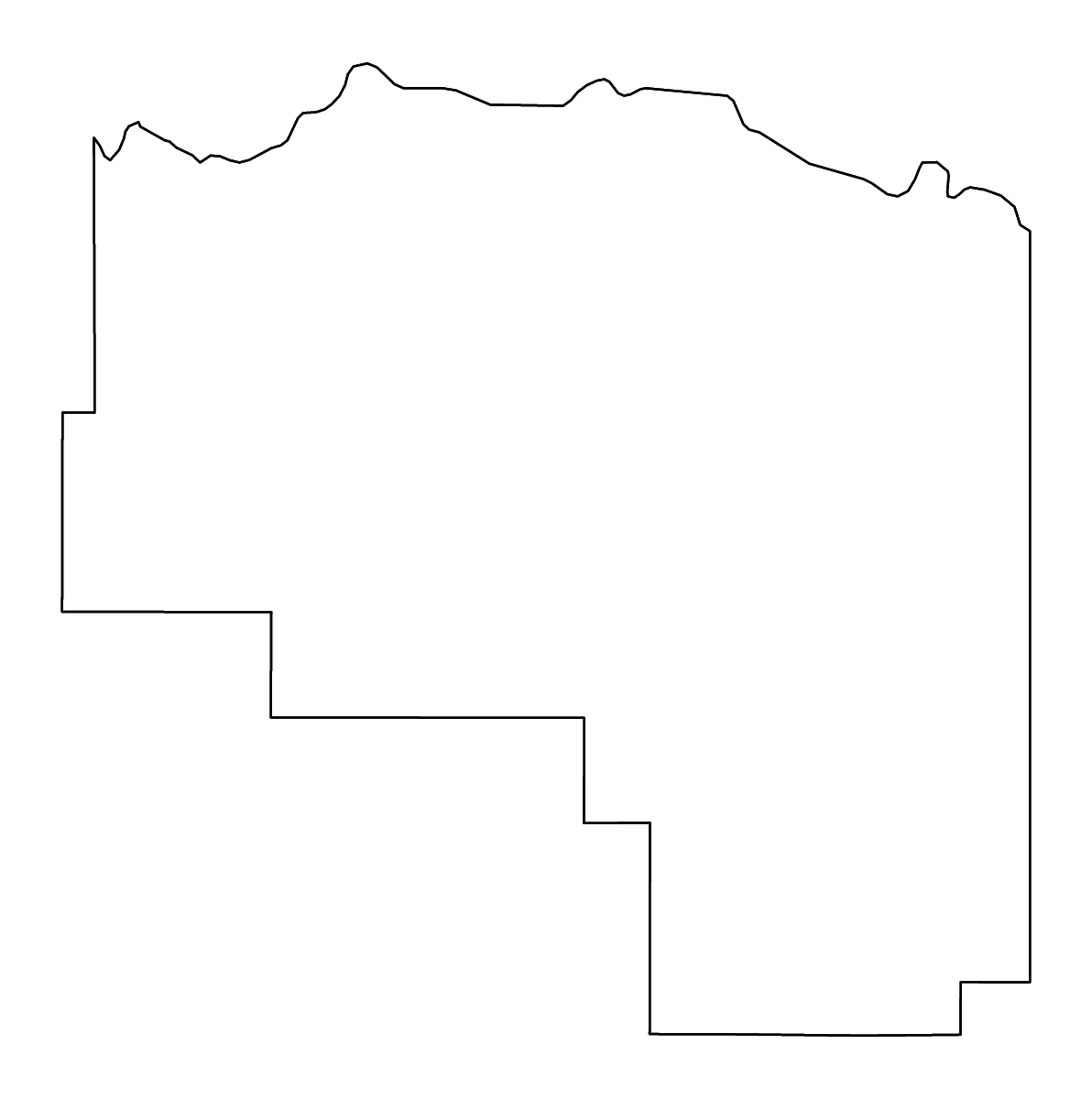 Mapa de contorno de Richland, Montana con ríos.