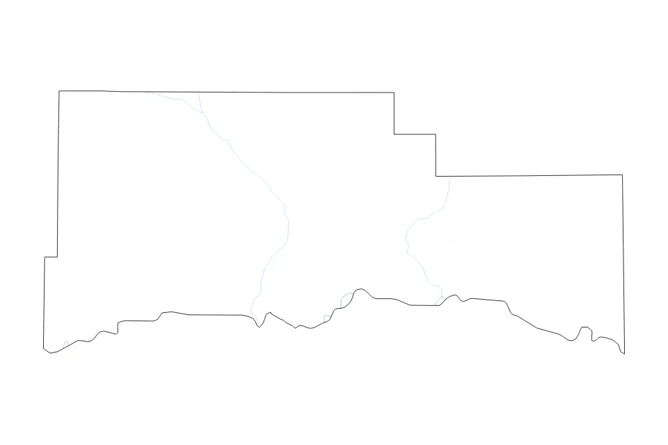 Mapa de Roosevelt, Montana de tipo contorno y ríos para América del Norte, con contorno y ríos con límites limpios.