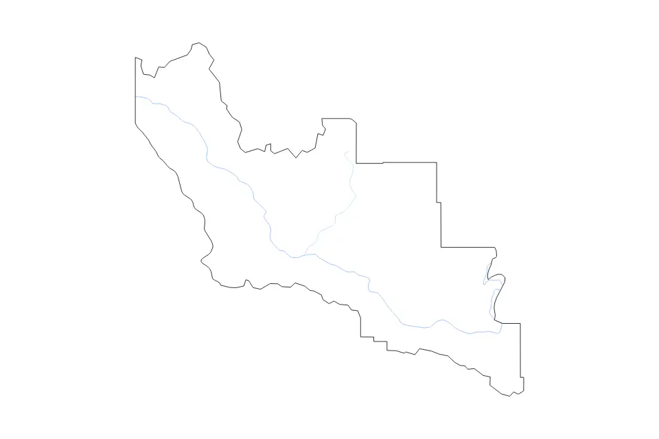 Carte de Sanders, Montana de type contour et rivières pour Amérique du Nord, montrant contour et rivières avec des limites nettes.