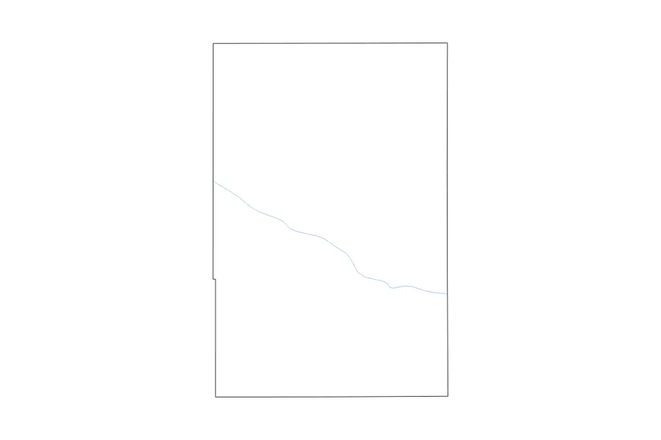 Outline map of Antelope County, Nebraska with subdivision borders and rivers.