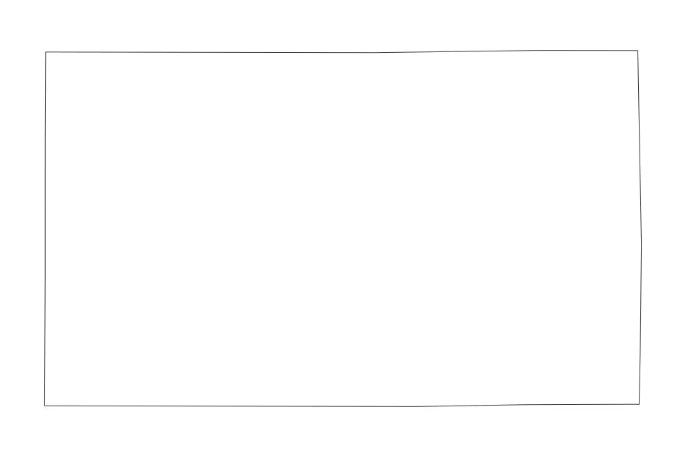 Carte de Banner, Nebraska de type contour pour Amérique du Nord, montrant contour avec des limites nettes.