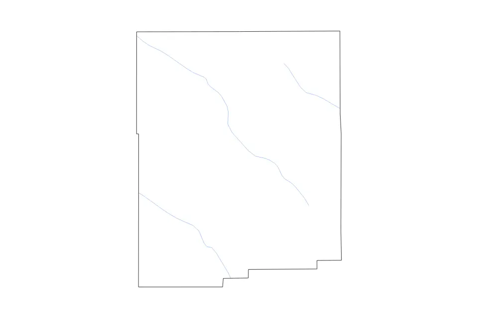 Outline map of Boone County, Nebraska with subdivision borders and rivers.