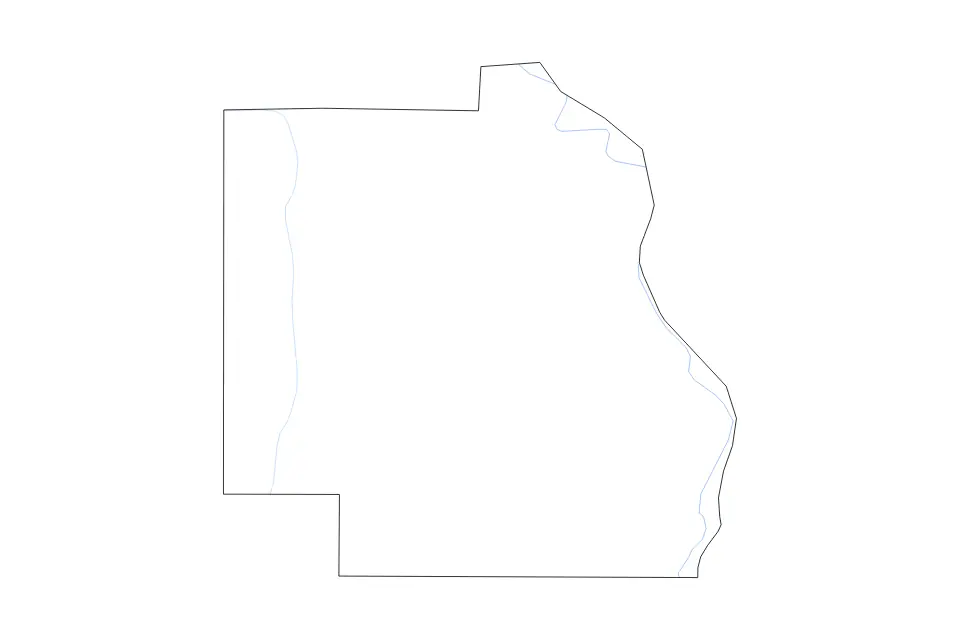 Carte de Burt, Nebraska de type contour et rivières pour Amérique du Nord, montrant contour et rivières avec des limites nettes.