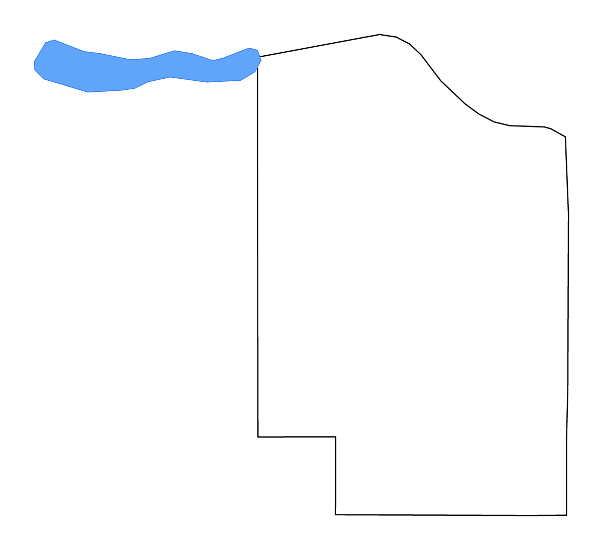 Carte de contour de Cedar, Nebraska avec lacs et rivières.