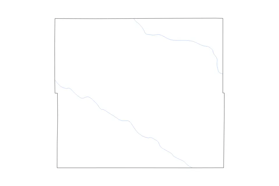 Mapa de Custer, Nebraska de tipo contorno y ríos para América del Norte, con contorno y ríos con límites limpios.