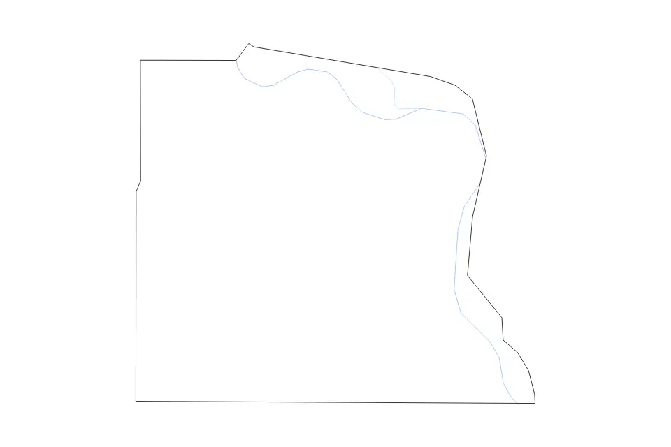 Carte de Dakota, Nebraska de type contour et rivières pour Amérique du Nord, montrant contour et rivières avec des limites nettes.