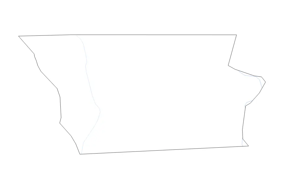 Outline map of Douglas County, Nebraska with subdivision borders and rivers.