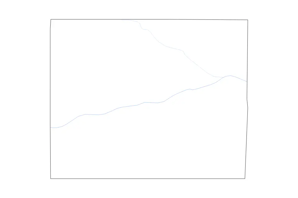 Carte de Hitchcock, Nebraska de type contour et rivières pour Amérique du Nord, montrant contour et rivières avec des limites nettes.