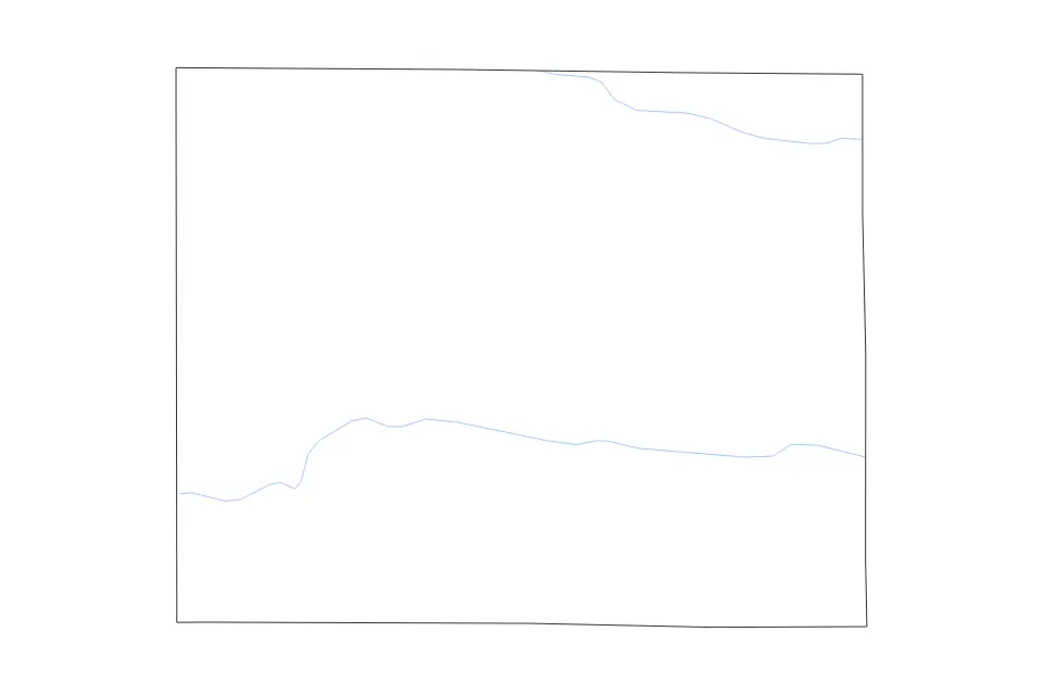 Mapa de Hooker, Nebraska de tipo contorno y ríos para América del Norte, con contorno y ríos con límites limpios.