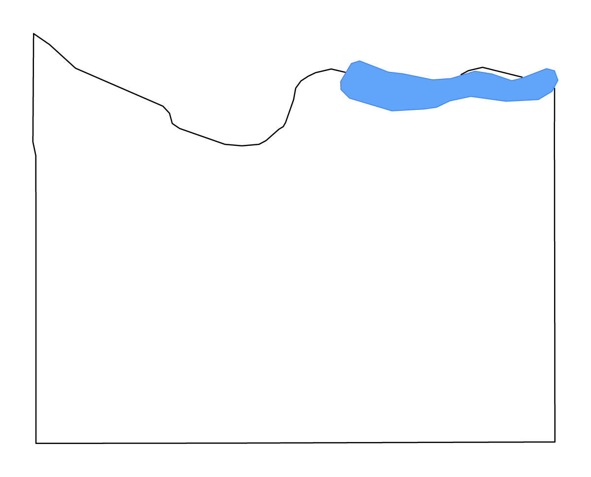 Mapa de contorno de Knox, Nebraska con lagos y ríos.