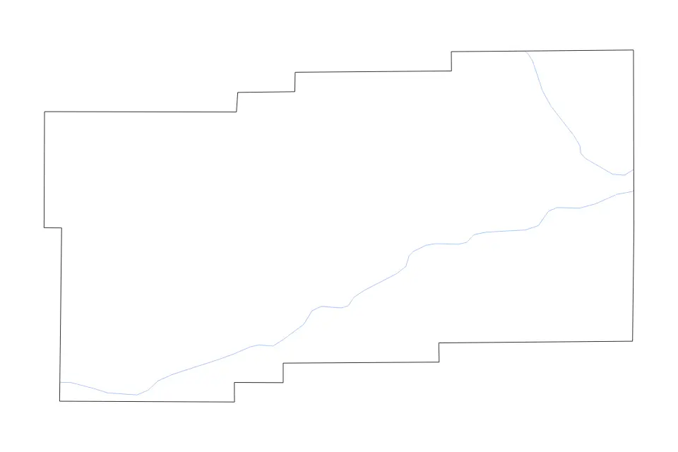 Outline map of Nance County, Nebraska with subdivision borders and rivers.