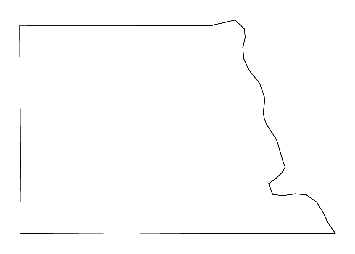 Mapa de contorno de Nemaha, Nebraska con ríos.