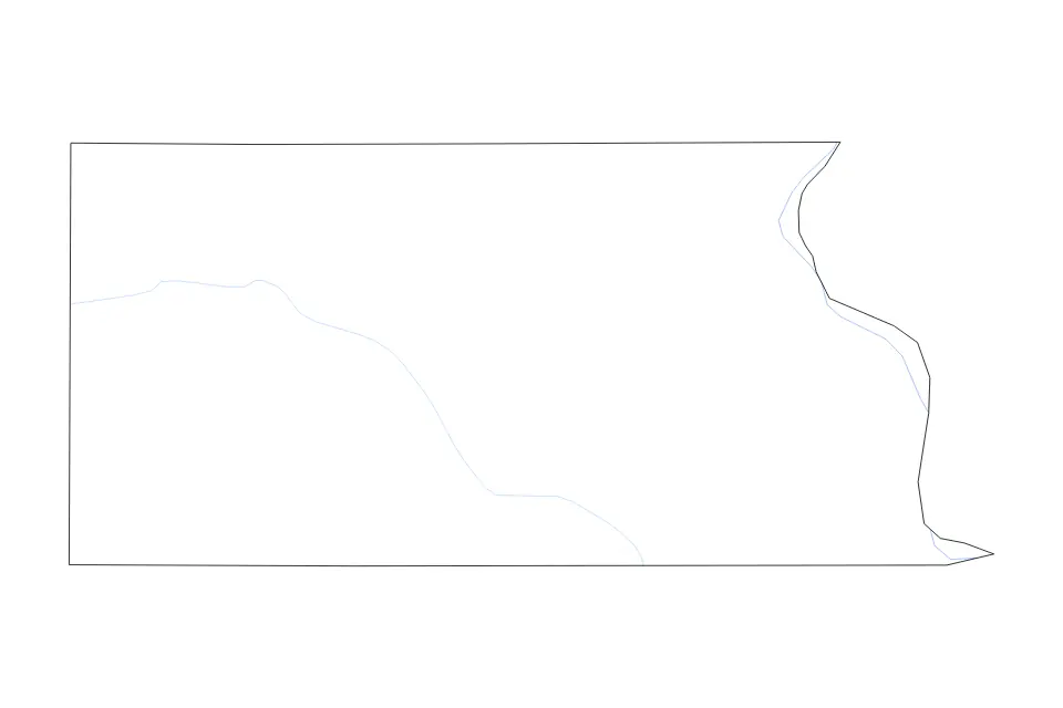 Carte de Otoe, Nebraska de type contour et rivières pour Amérique du Nord, montrant contour et rivières avec des limites nettes.