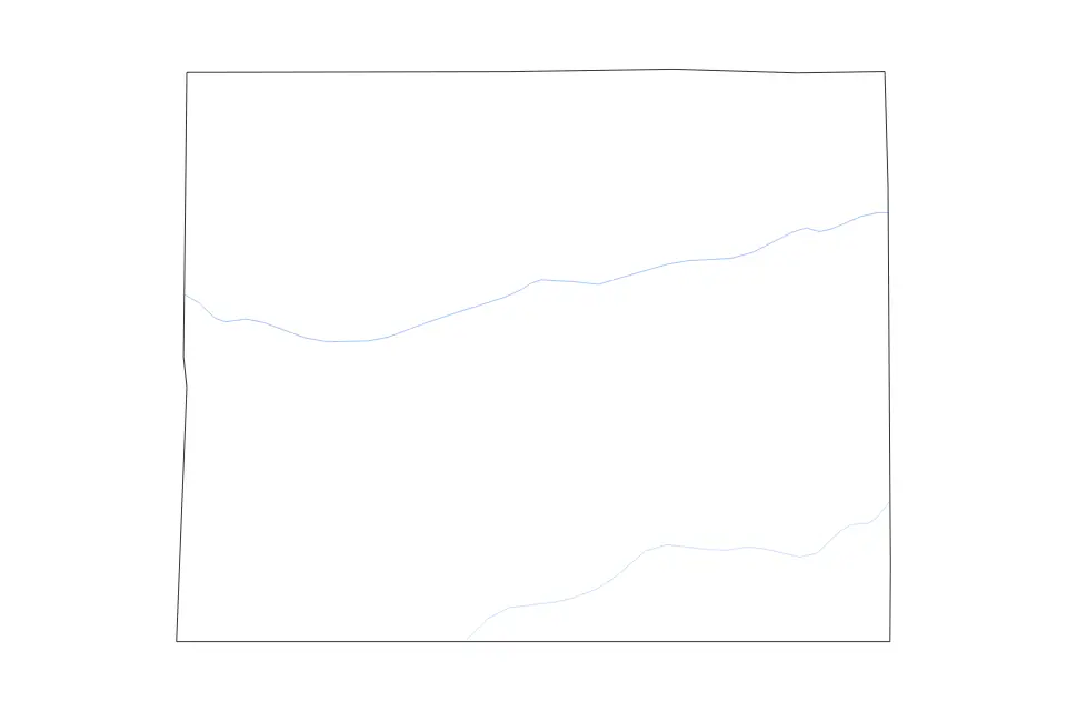 Outline map of Red Willow County, Nebraska with subdivision borders and rivers.