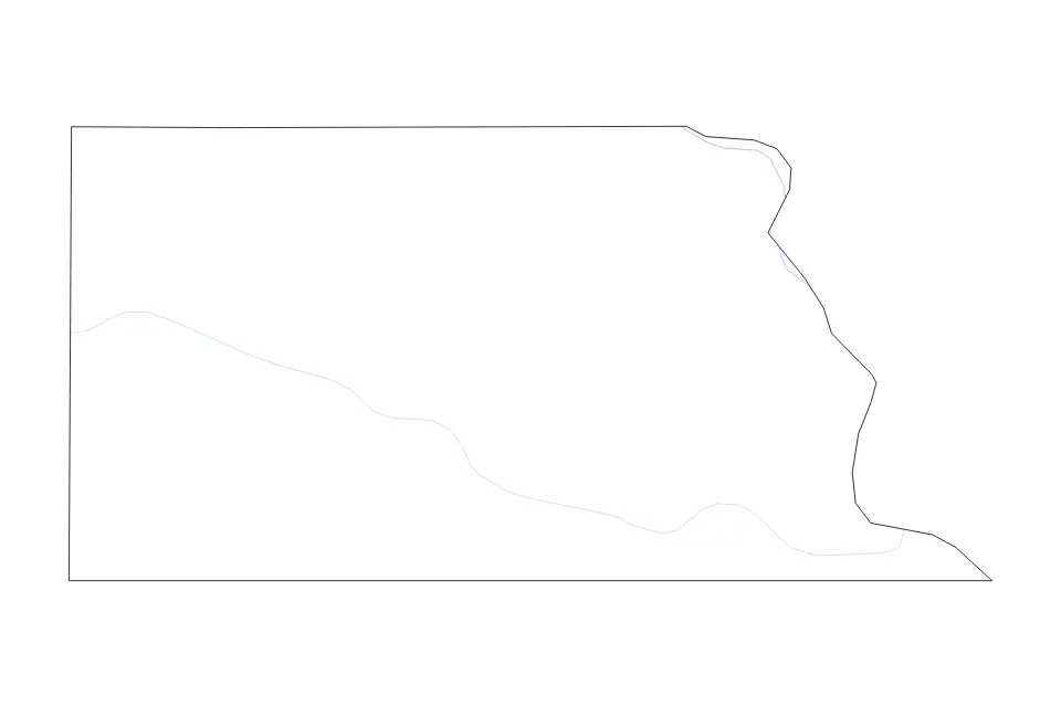 Mapa de Richardson, Nebraska de tipo contorno y ríos para América del Norte, con contorno y ríos con límites limpios.