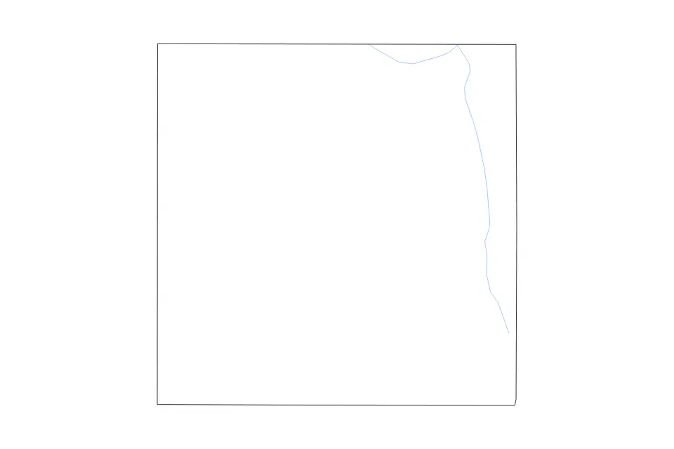 Outline map of Saline County, Nebraska with subdivision borders and rivers.