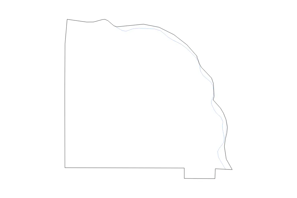 Outline map of Saunders County, Nebraska with subdivision borders and rivers.