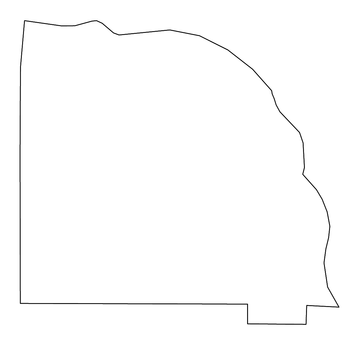 Mapa de contorno de Saunders, Nebraska con ríos.
