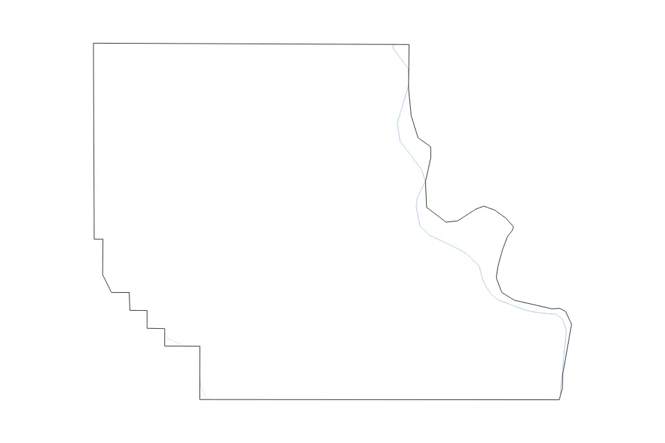 Carte de Washington, Nebraska de type contour et rivières pour Amérique du Nord, montrant contour et rivières avec des limites nettes.