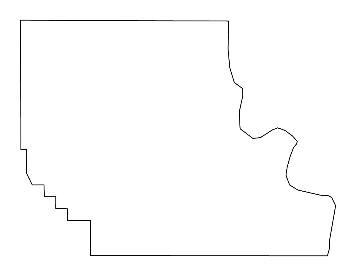 Mapa de contorno de Washington, Nebraska con ríos.