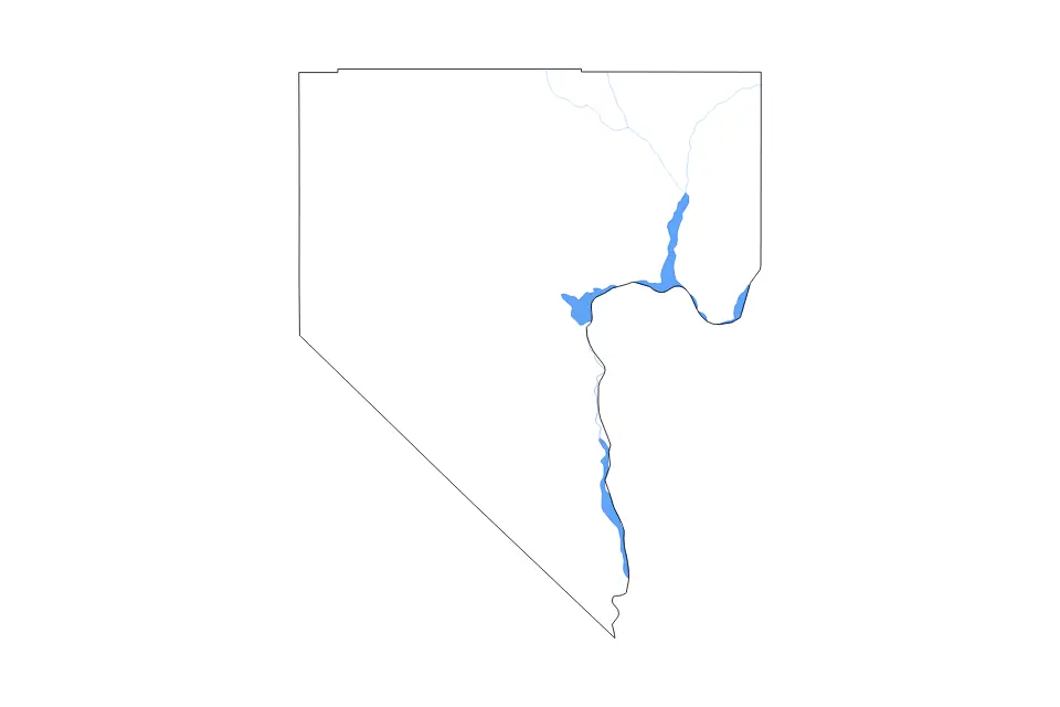 Carte de Clark, Nevada de type contour, lacs et rivières pour Amérique du Nord, montrant contour, lacs et rivières avec des éléments hydrographiques comme Lake Mead et Lake Mohave.