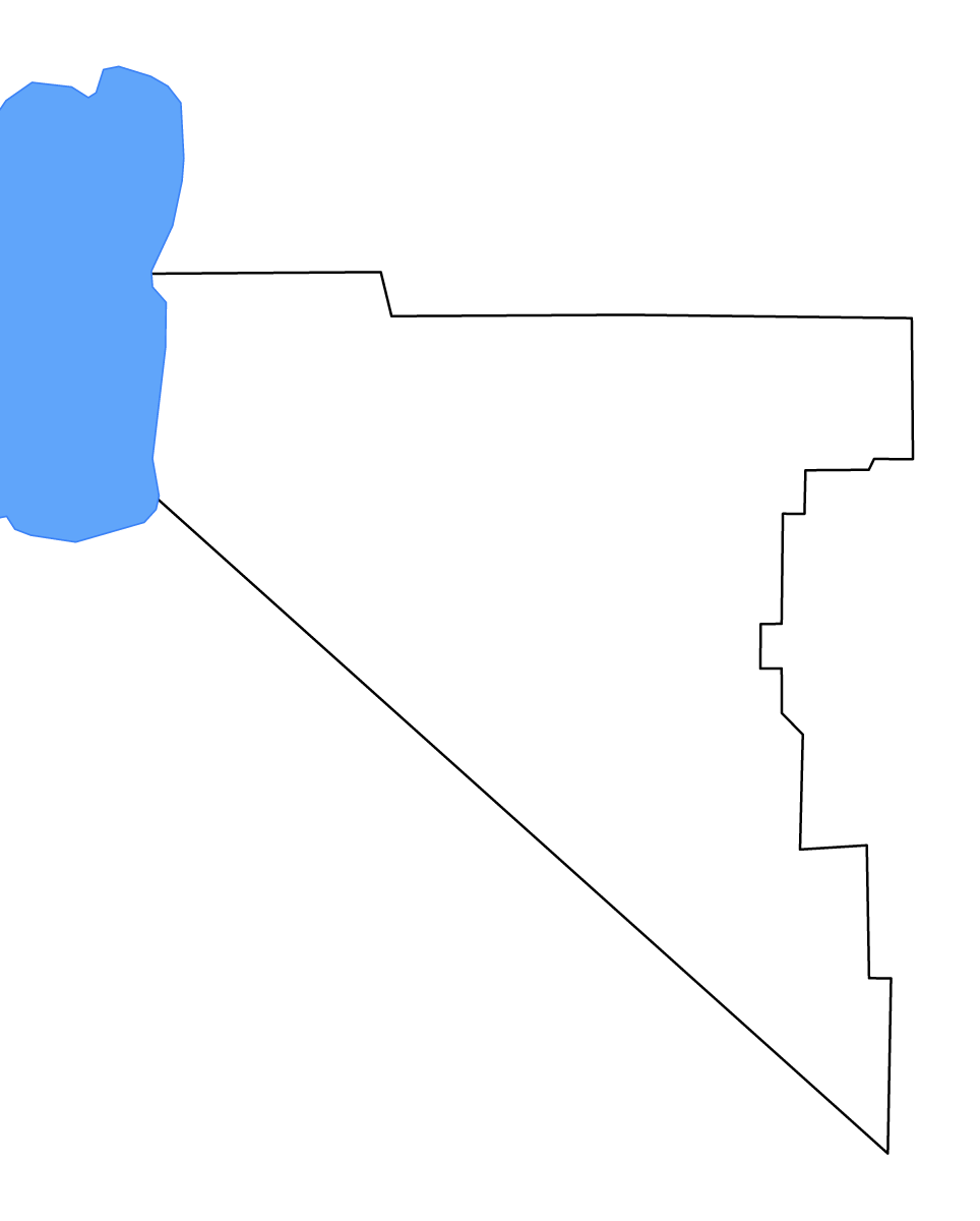 Mapa de contorno de Douglas, Nevada con lagos y ríos.