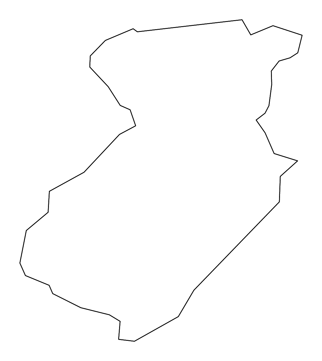 Mapa de contorno de Middlesex, New Jersey con ríos.
