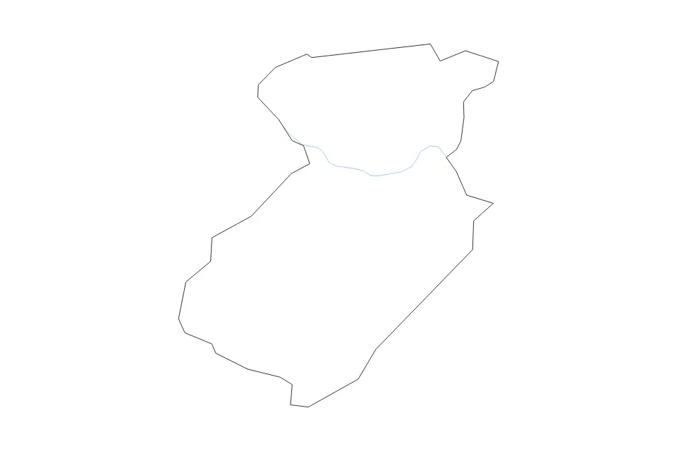 Outline map of Middlesex County, New Jersey with subdivision borders and rivers.