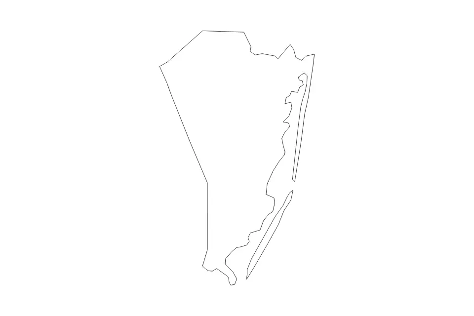 Mapa de Ocean, New Jersey de tipo contorno para América del Norte, con contorno con límites limpios.