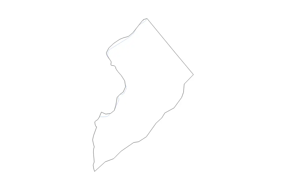 Outline map of Warren County, New Jersey with subdivision borders and rivers.