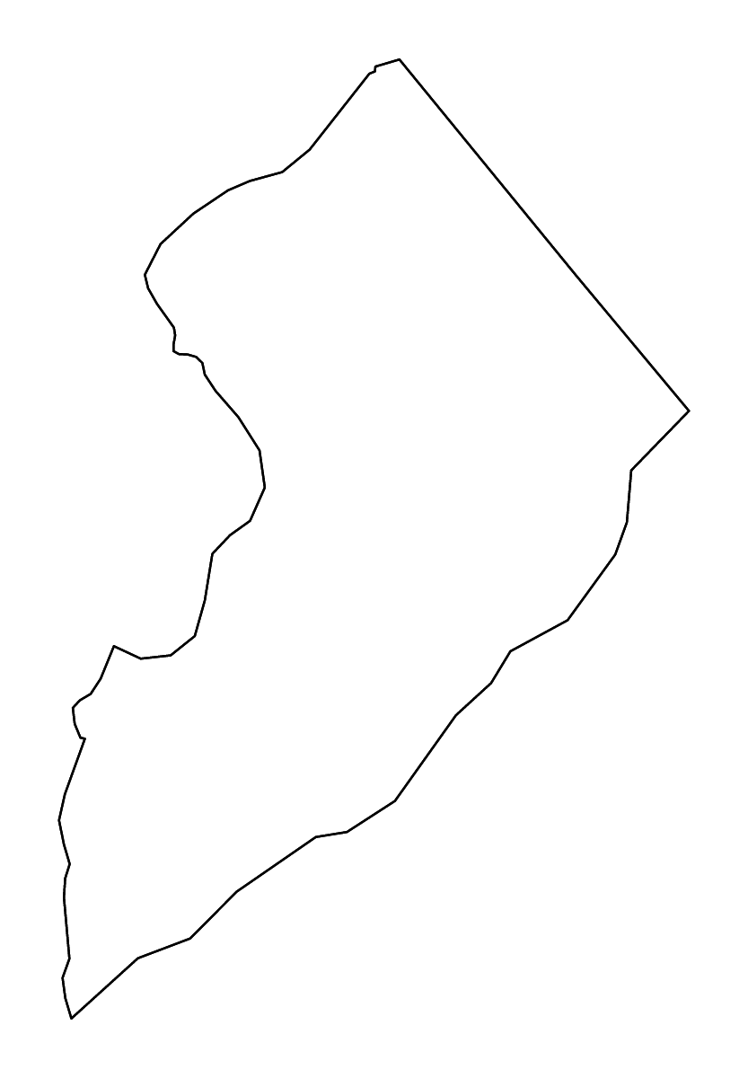 Mapa de contorno de Warren, New Jersey con ríos.