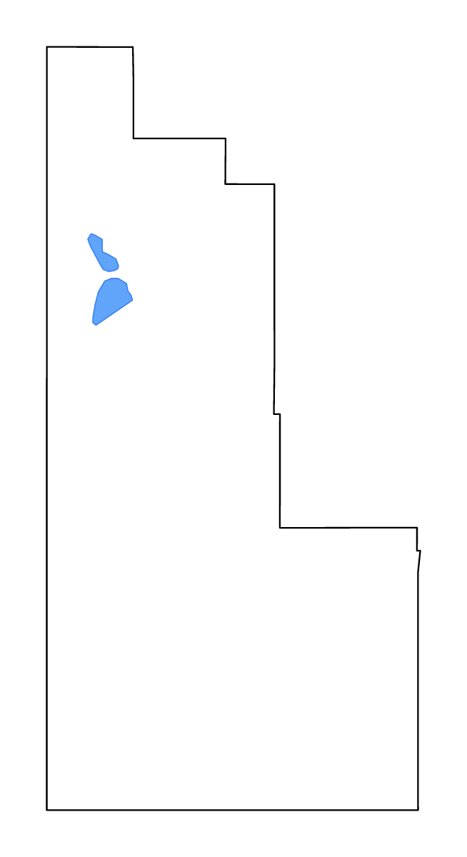 Mapa de contorno de Hidalgo, New Mexico con lagos y ríos.