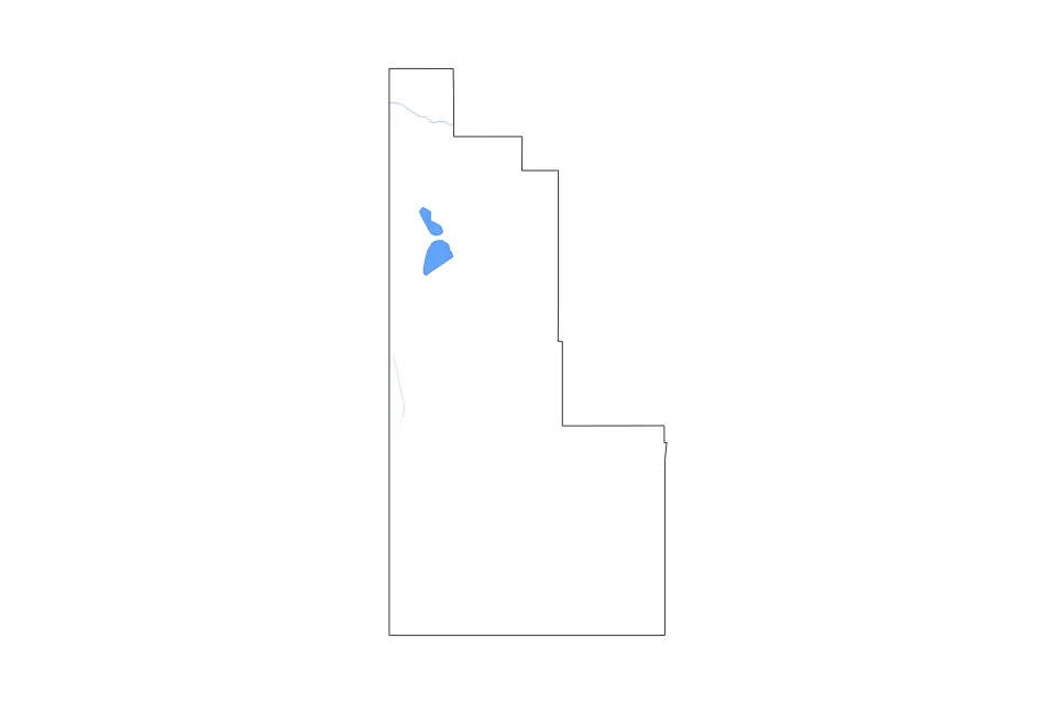Outline map of Hidalgo County, New Mexico with subdivision borders and major lakes and rivers.