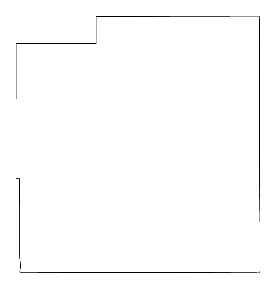 Outline map of Luna County, New Mexico with rivers.