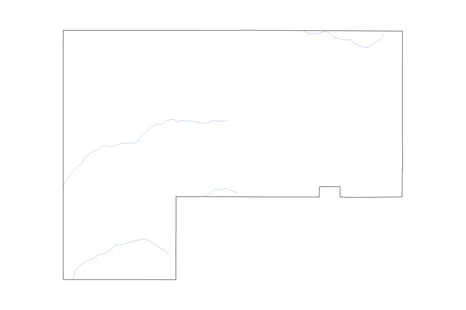 Carte de McKinley, New Mexico de type contour et rivières pour Amérique du Nord, montrant contour et rivières avec des limites nettes.