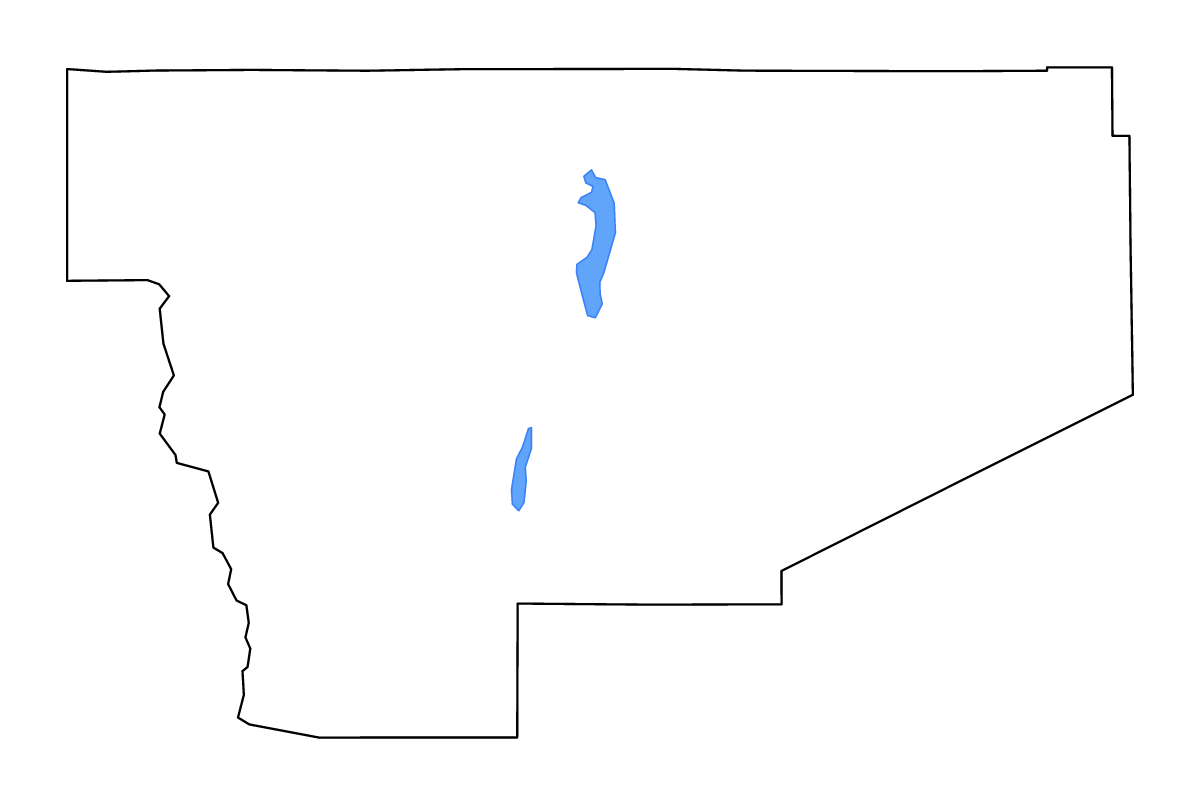 Carte de contour de Sierra, New Mexico avec lacs et rivières.