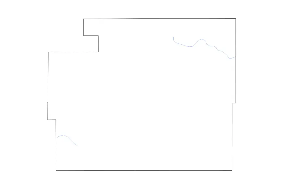 Outline map of Torrance County, New Mexico with subdivision borders and rivers.