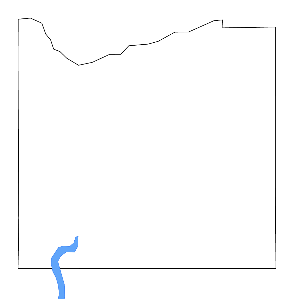 Mapa de contorno de Cattaraugus, New York con lagos y ríos.