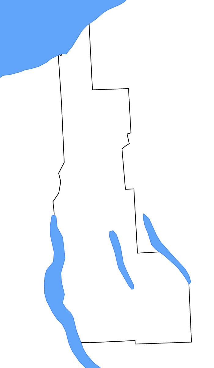 Mapa de contorno de Cayuga, New York con lagos y ríos.