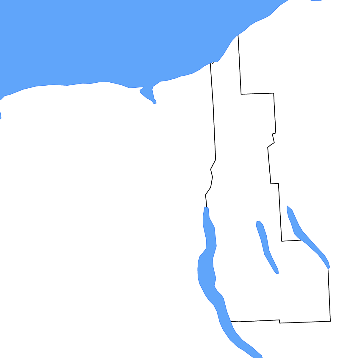 Mapa de contorno de Cayuga, New York con lagos y ríos.
