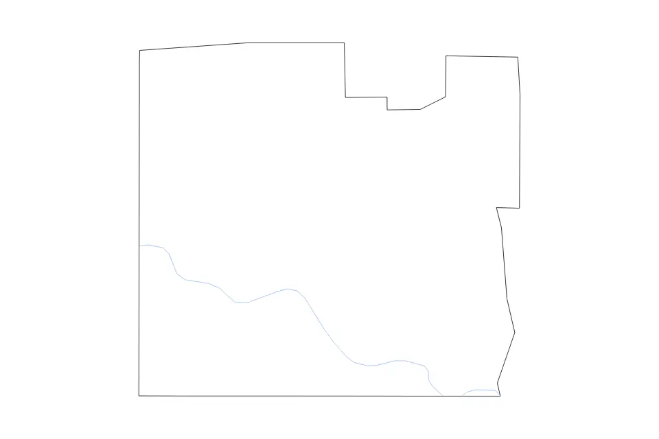 Outline map of Chemung County, New York with subdivision borders and rivers.