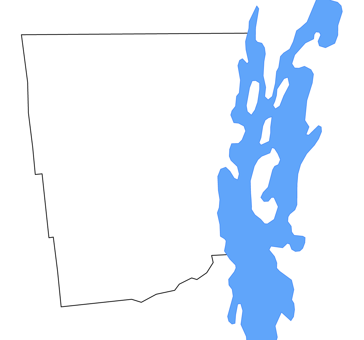 Carte de contour de Clinton, New York avec lacs et rivières.