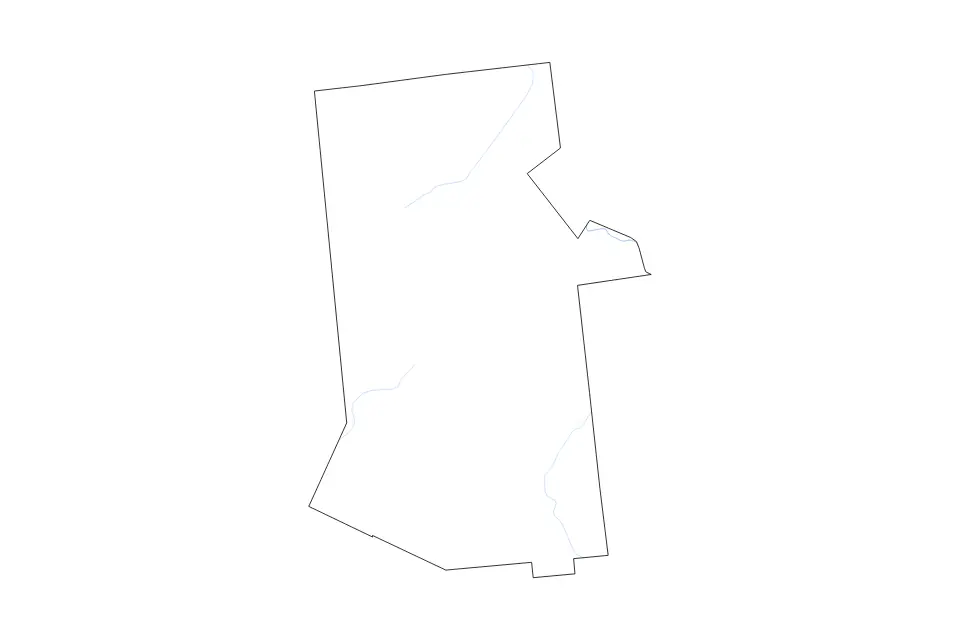 Outline map of Hamilton County, New York with subdivision borders and rivers.