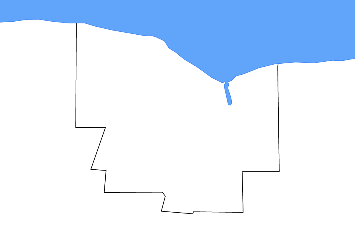 Mapa de contorno de Monroe, New York con lagos y ríos.