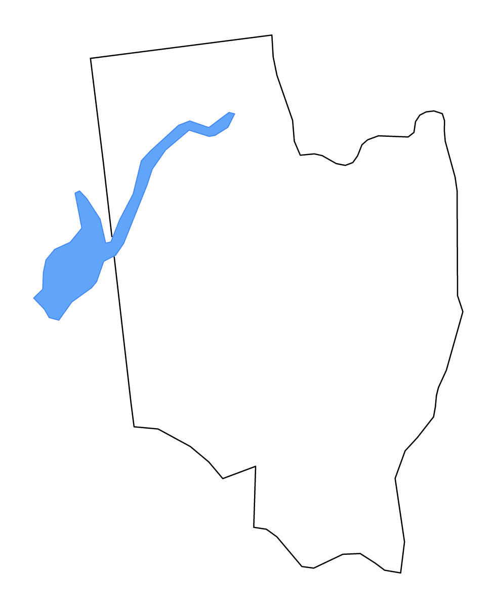 Outline map of Saratoga County, New York with lakes and rivers.
