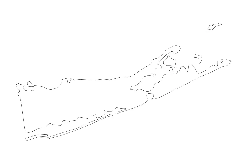 Mapa de Suffolk, New York de tipo contorno para América del Norte, con contorno con límites limpios.