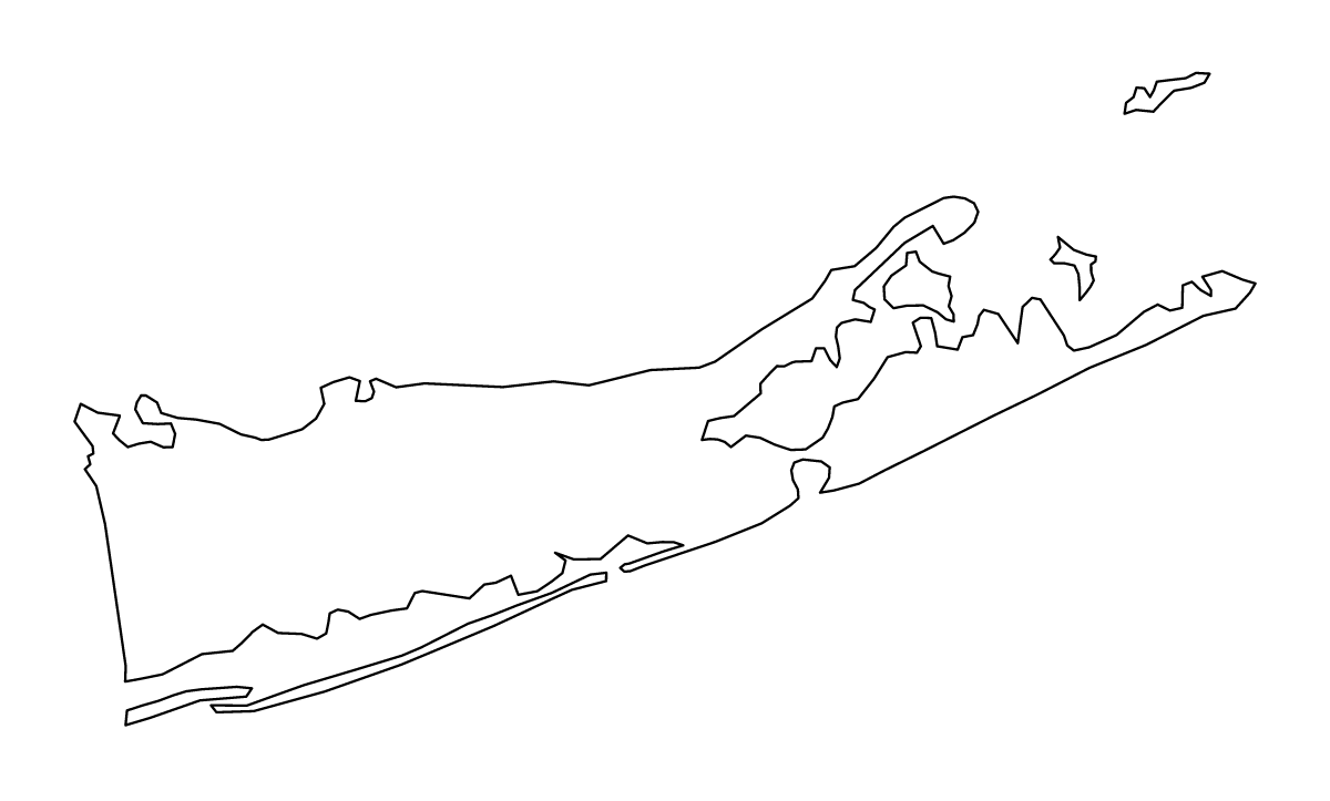 Mapa de contorno de Suffolk, New York.