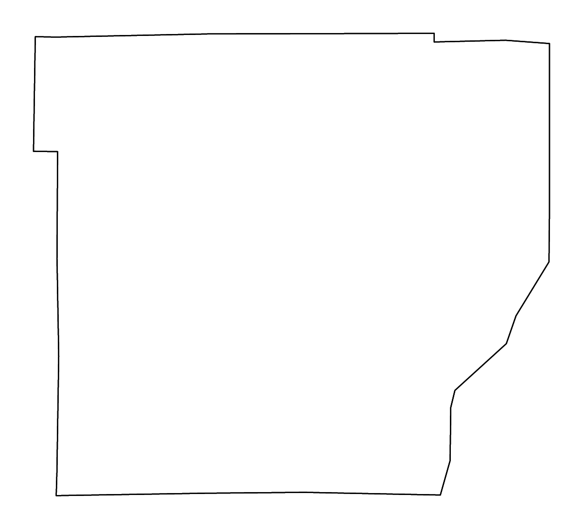 Mapa de contorno de Wyoming, New York con ríos.